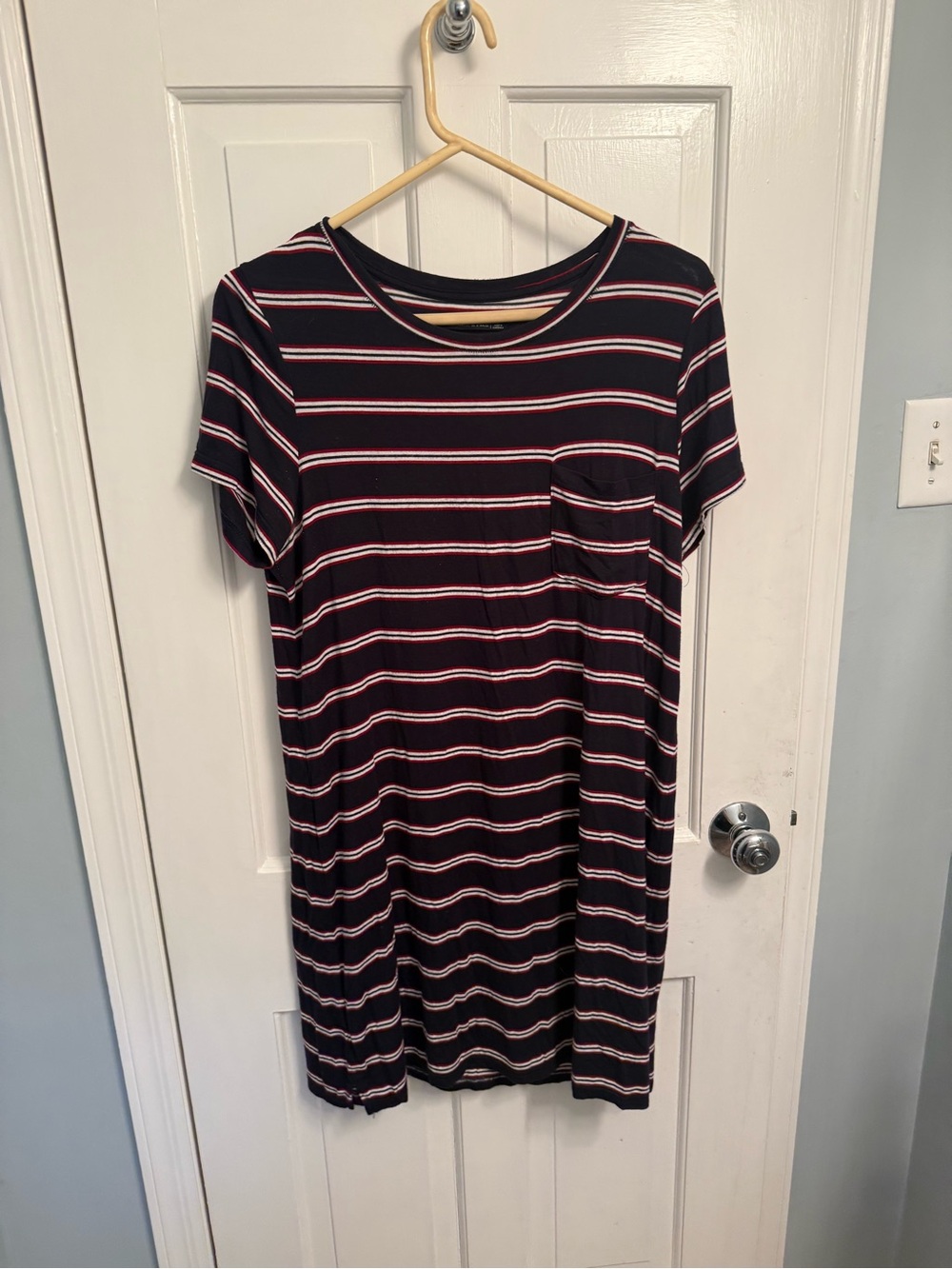 Abercrombie & Fitch Navy Dress with White and Red Stripes